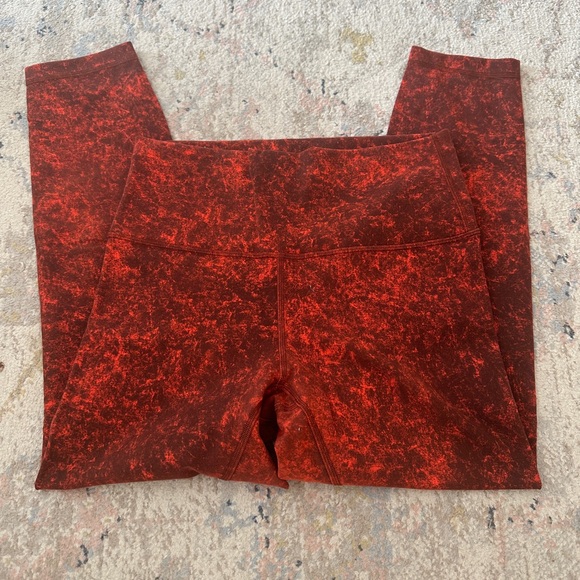 Red Marble Lulu Leggings 25” Size 8 - Picture 1 of 4